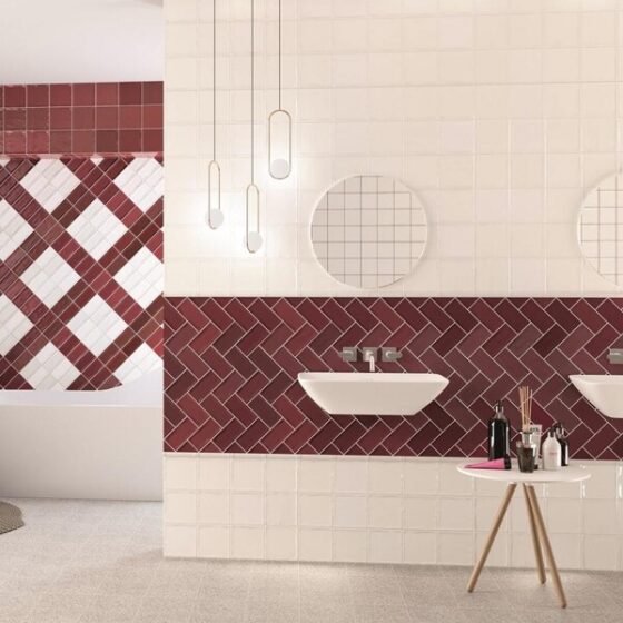 Glamour Dark Red Subway Tiles