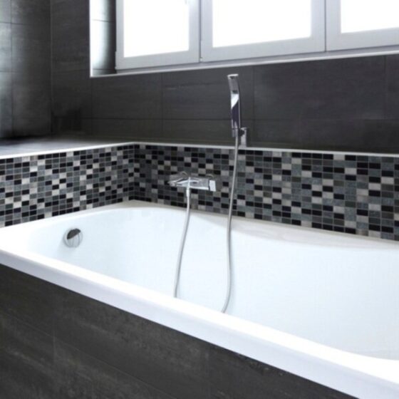 Myka Silver and Black Mosaic Tiles