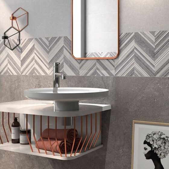 Nasca Grey Chevron Pattern Tiles