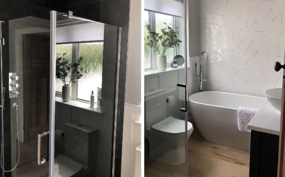 Herringbone Tile Bathroom