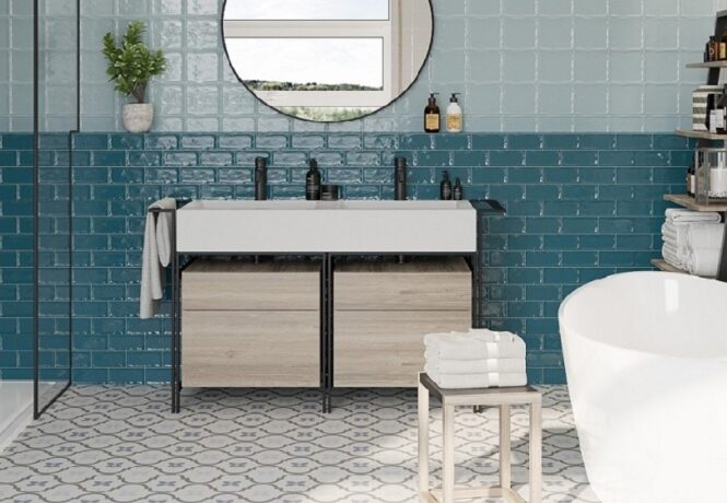 Bathroom Colour Ideas Victorian Bathroom with Turner Teal Metro Tiles