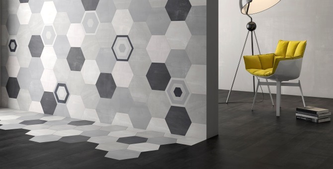 Matching Plain and Patterned Hexagon Tiles