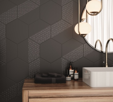 Opal Deco Black Hexagon Tiles