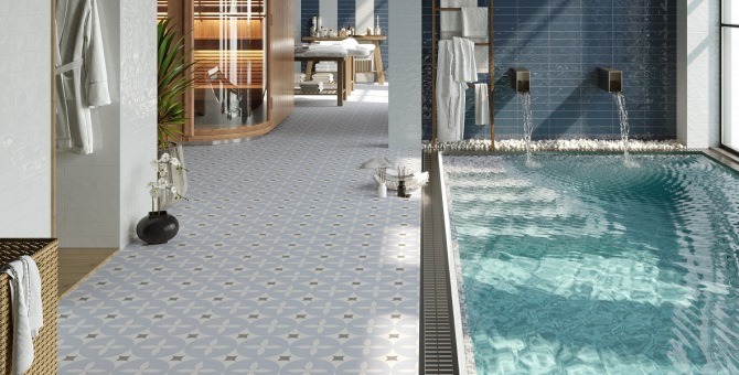 Agora Blue Patterned Floor Tiles