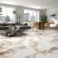 Valeria Gold Marble Effect Floor Tiles - Room Setting