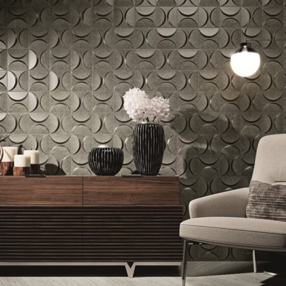 Eclipse Iron Metallic Effect Wall Tiles - Room Setting