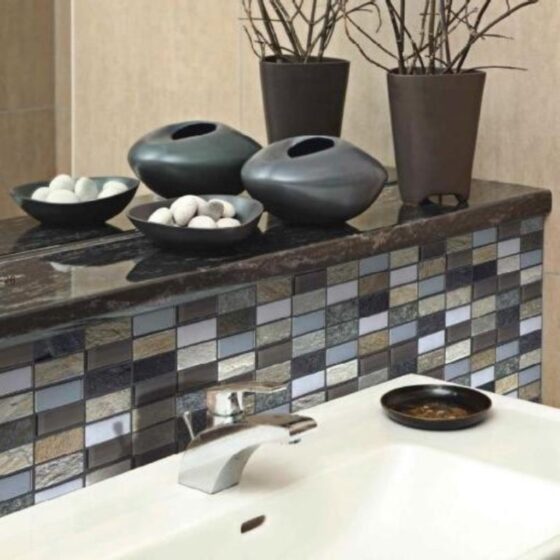 Myka Natural Stone Mosaic Wall Tiles - Room Setting