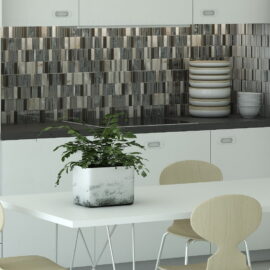 Stripes Sunset Grey Rectangular Mosaic Tiles