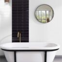 Bevelled Mini White Gloss Metro Tiles - Room Setting